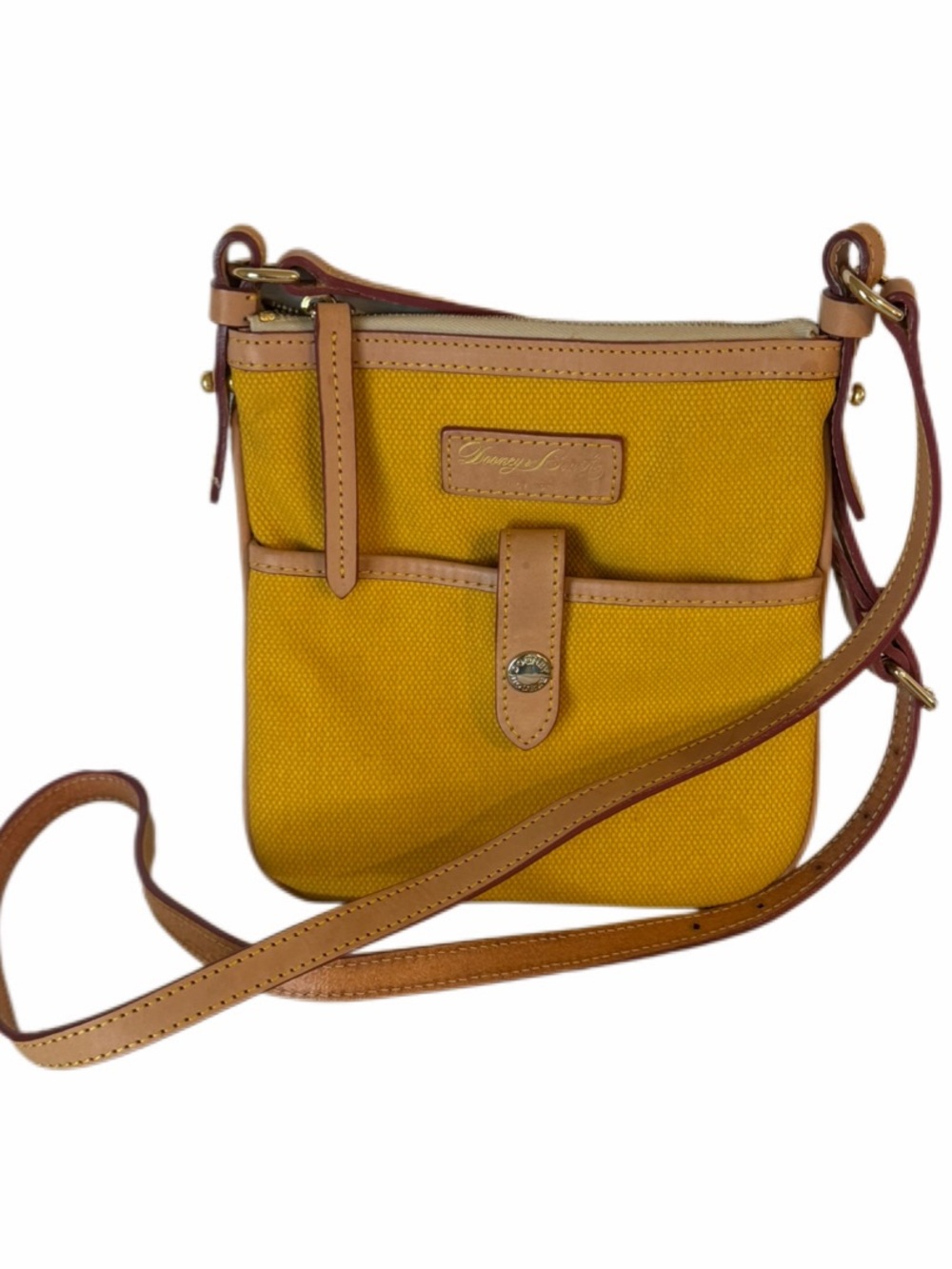 Dooney & Bourke Mustard Yellow Canvas Leather Crossbody Bag